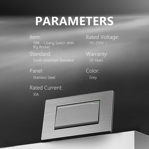 Nhà Máy Bán buôn phong cách mới Thanh Lịch Đẹp xuất hiện 1 băng đảng lớn Rocker push <span class=keywords><strong>button</strong></span> điều khiển ánh sáng không gỉ tường thiết bị chuyển mạch đối với trang chủ - Product Image 2