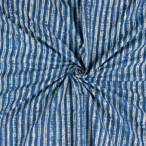 Nouvelle Collection fait à la main coton Indigo bloc imprimé tissu rayé pour vêtements et tissu de literie - Product Image 1