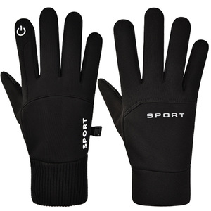 Gants de cyclisme imperméables pour hommes, pour sports de plein air, course à pied, moto, ski, écran tactile, en polaire, antidérapants, chauds, à doigts entiers - Product Image 2