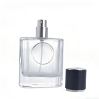 Flacon de parfum rectangulaire transparent le plus vendu, 50 ml, avec pompe pulvérisatrice, base épaisse carrée - LOGO personnalisable disponible