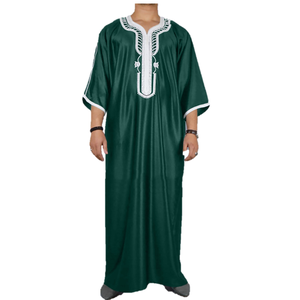 Vente en gros Prix usine Robe longue élégante brodée décontractée solide Thobes Jubba d'hiver pour hommes musulmans Thobe arabe pour hommes - Product Image 6