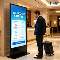 HRAY Pantalla Publicitaria Android Independiente de 49 Pulgadas, 350cd/m² de Brillo, para Información de Bienvenida en el Vestíbulo de Hoteles, Compatible con OEM y ODM