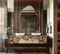Meuble-lavabo mural cannelé résistant à l'eau et écologique, idéal pour villas et hôtels modernes – Vente Flash