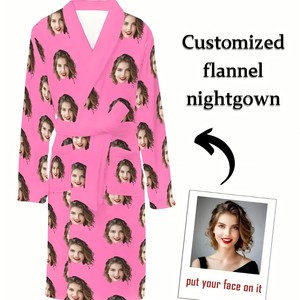 חם מכירה קיץ פוליאסטר sleepwear תמונה אישית מותרות הלילה שמלת לילה למבוגרים - Product Image 6