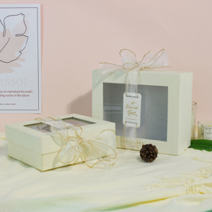 Lid and Base Bow Tie <strong>Small</strong> Transparent Window Wedding Return Bride Groom Gift <strong>Box</strong> <strong>Paper</strong> Perfume Gift <strong>Box</strong> with clear Pvc Window - Product Image 2