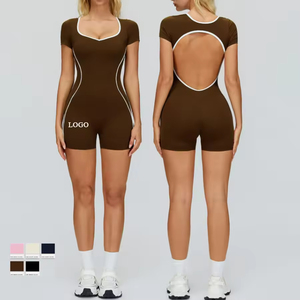 Mono Deportivo de Manga Corta con Contraste de Color Personalizado, Alta Elasticidad, Espalda Descubierta, Transpirable, para Correr, Gimnasio, Yoga - Product Image 1