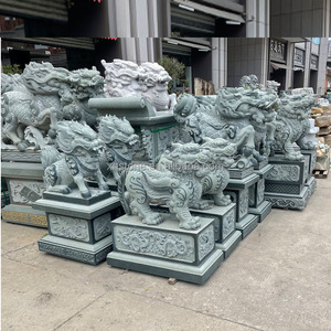 Chino grande Jade granito piedra Pi Xiu Fengshui tallado Animal Kirin unicornio Kylin estatua Pixiu valiente tropas escultura - Product Image 2