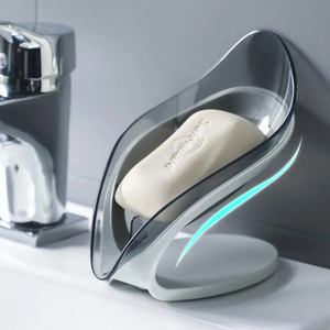 กล่องใส่สบู่แบบดูดติดผนังสำหรับห้องน้ำ พร้อมที่ระบายน้ำ รูปทรงใบไม้ พกพาสะดวก ใช้ได้กับห้องน้ำ ห้องซักผ้า และอ่างล้างหน้า - Product Image 5