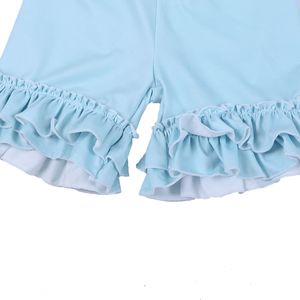 Shorts et pantalons pour filles en gros avec ourlet à volants, couleur unie, impression personnalisée en usine, tissu tricoté, grandes tailles - Product Image 5