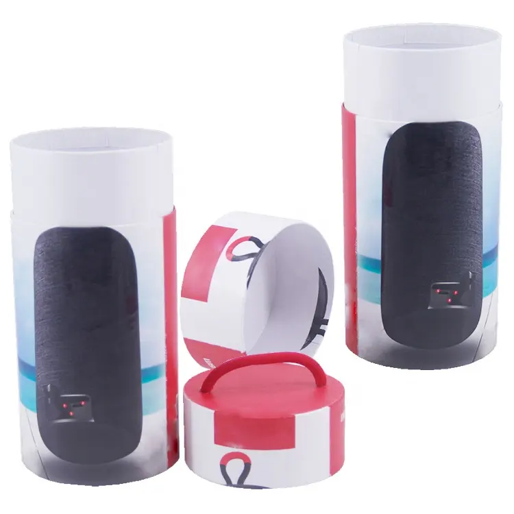 Customized printing cylinder gift carton packaging electronic products packaging belt rope ube round paper box cosmetic gift box