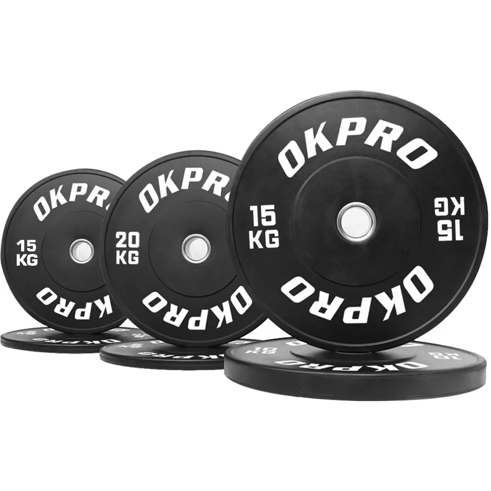 OKPRO Fitness High Quality Wholesale Rubber Bumper Barbell Plates Commercial Gym Weight Plates For Training