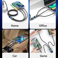 Kabel pengisian daya Cepat tipe C, kabel Data ponsel kualitas tinggi 3-in-1 Tipe C harga kompetitif dengan jaket nilon untuk ponsel