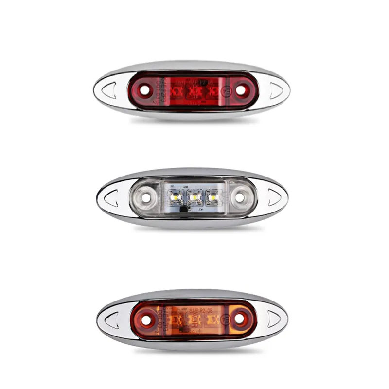 12-24V 3 Led Side Marker Lights Waarschuwing Achterlicht Auto Externe Verlichting Voor Aanhangwagen Vrachtwagen Geel Wit Rood
