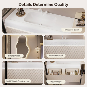 Mueble de Baño Moderno <span class=keywords><strong>Minimalista</strong></span> con Espejo Inteligente y Gabinete de Madera Sólida - Product Image 3