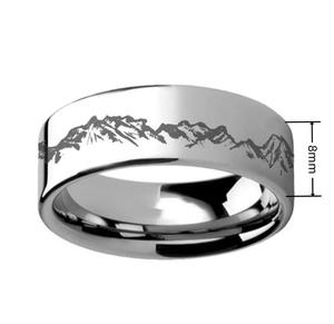 Gos mới thời trang 8mm bạc đen thép không gỉ Vòng người đàn ông Phụ nữ cây núi Laser khắc Hot Phong Cách Set Đảng Inlay đồ trang sức - Product Image 5