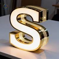 Letrero de Metal Electrochapado con Corte Láser Preciso, Letrero 3D Dorado con Letras, Logotipo Comercial Personalizado con LED para Publicidad, Letrero para Tienda, Letrero para Exteriores