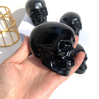 Crânes en obsidienne noire naturelle sculptés à la main, crânes en cristal, artisanat de guérison pour la décoration de la maison, décoration d'Halloween, collection de minéraux, cadeau