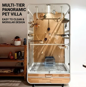 Gabbia per <span class=keywords><strong>Pappagalli</strong></span> Grande con Tetto Panoramico in Metallo e Legno, Mobile e Resistente al Sole, per <span class=keywords><strong>Pappagalli</strong></span> Monk-parakeet - Ideale per Dropshipping - Product Image 1