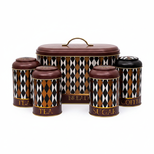 4 Pcs Boîte ronde en fer blanc Cuisine Set Dome Lid Vintage Circus Elegance Circus Design - Product Image 2