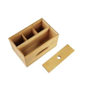 Caja de pañuelos multifuncional de madera maciza natural, organizador de almacenamiento de madera con múltiples compartimentos para control remoto y artículos diversos - Product Image 5