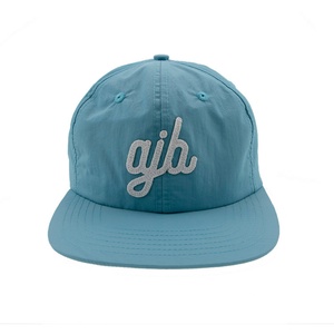 Fabrication de casquettes snapback d'été personnalisées brodées en nylon turquoise à 6 panneaux - Product Image 1