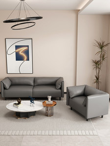 Sofá Nórdico de Dos Plazas, Móvil, con Relleno de Esponja y Estructura de Madera, Tapizado en Cuero, para Apartamento - Product Image 4