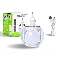 Lampe LED solaire d'urgence rechargeable par USB, pliable, en forme de ballon de football, pour panne de courant, tente, camping, pêche, extérieur