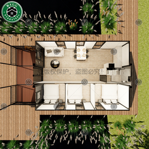 Maison conteneur pliable et extensible en forme de L avec façade entièrement vitrée pour camping en milieu rural, site touristique, séjour court pour touristes - Product Image 6