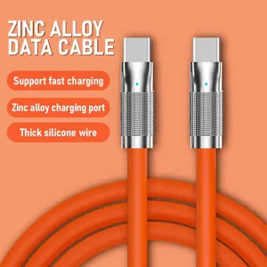 Zinc Alloy 100W Super Fast PD Type C to Type C Fast Charging Cord Liquid Silicone Data Cable for Samsung Xiaomi
