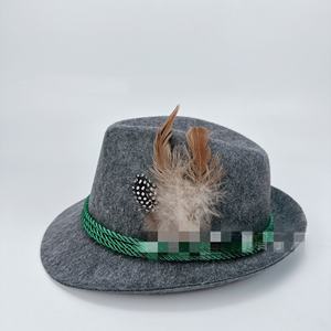 カスタムドイツオクトーバーフェストカーニバルプロモーション広告フェザーポリエステルフェルトカウボーイフェドライベントパーティーハット（グレーロープ付き） - Product Image 4