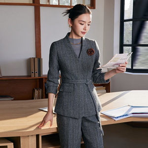Women's Collarless Blazer Full Sleeve Worsted Anti-Wrinkle Business Commute Spring Workwear GDD1668 - Product Image 3