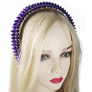 Diadema de Espiga con Cadena de Borlas Moradas de Mardi Gras de Manwu Factory, Accesorio para el Cabello Estilo Punk Gótico para Carnaval, Festivales y Fiestas - Product Image 3