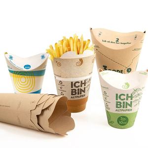 Caja de embalaje de papel Kraft plegable para patatas fritas, patatas fritas, vasos de papel de pollo frito, logotipo personalizado - Product Image 3