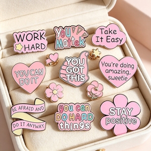 Broche en émail 'Stay Positive Flower You Got This' avec <span class=keywords><strong>proverbe</strong></span> inspirant 'You're Doing Amazing Sweetie', pour sacs, badges et bijoux - Product Image 1