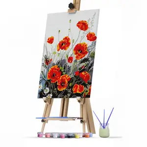 Offre Spéciale 40x50 personnalisé peint à la main route marguerite fleurs rouges peinture acrylique bricolage peinture par numéros