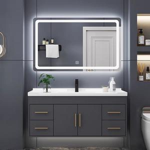 contemporary gray wall mounted bathroom vanity set with smart touch control <b>mirror</b> cabinet - Product Image 5