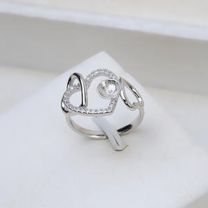 Anillo Abierto Ajustable de Plata S925, Anillo de Dedo con Eslabones de Amor, Soporte para Joyas de Perlas 6-7, 229 - Product Image 2