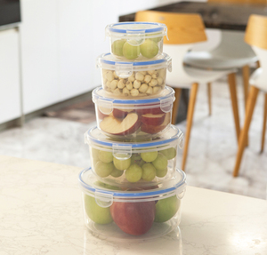 Boîtes de rangement de cuisine 5 pièces, sûres, compatibles micro-ondes, contenants en plastique sans BPA - Product Image 4