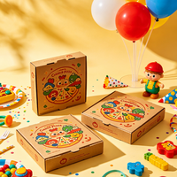 Plateau à pizza jetable en papier sulfurisé avec motifs mignons, boîte à pizza pour fêtes d'enfants, collations à emporter, vente en gros
