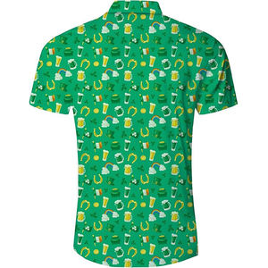 เสื้อฮาวายแขนสั้นทรงหลวมสำหรับผู้ชาย บริการ ODM พร้อมโลโก้แบบกำหนดเอง ผ้าระบายอากาศ คอตั้ง สีตามสั่ง พิมพ์ลายด้วยผ้าไหม - Product Image 2