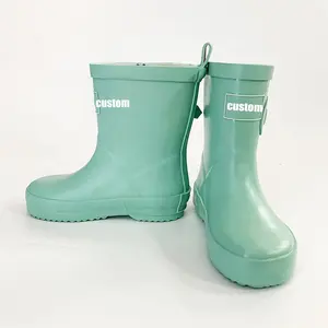 Yüksek kaliteli kauçuk yağmur çizmeleri Gumboots sevimli baskı ile erkek ve kız için