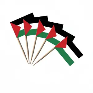Nouveaux produits personnalisés 150mm petit Mini alimentaire en bois bambou palestinien décoratif Palestine drapeau de cure-dents pour les collations