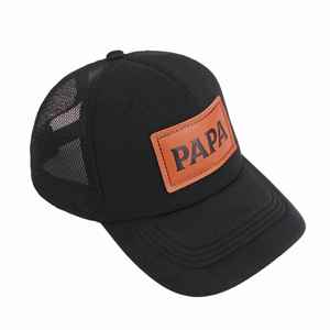 High Quality Retro Portable 6-Panel 112 Cap Style Structured Mesh Trucker <b>Hat</b> with Leather Patch Logo - Product Image 3