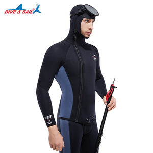 Muta da Sub in Neoprene 5MM Più Velluto Foderata in <span class=keywords><strong>Pile</strong></span> con Cappuccio e Cerniera sul Petto Antivento Due Pezzi Long John da Uomo - Product Image 4