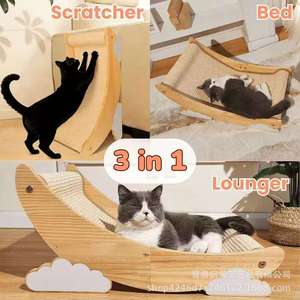 ที่นอนแมวแบบไม้ 3 in 1 สำหรับแมวในบ้าน ที่พักผ่อน ทนทาน - Product Image 1