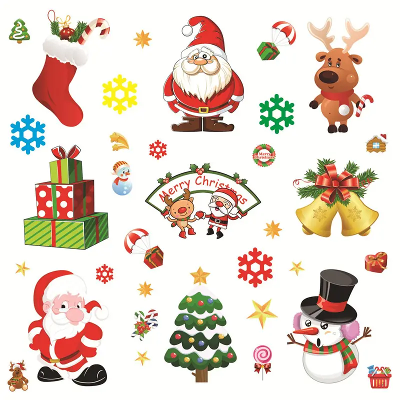 クリスマスウィンドウステッカーサンタクロース/雪だるま/エルクガラスステッカー家のためのクリスマスクリスマスデコレーション