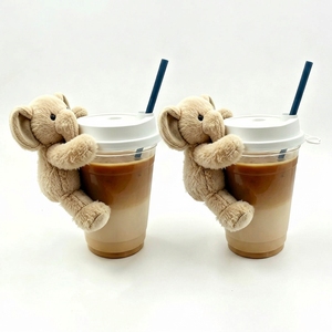 Decoración para Taza <span class=keywords><strong>de</strong></span> Café con Forma <span class=keywords><strong>de</strong></span> <span class=keywords><strong>Elefante</strong></span> y Oso <span class=keywords><strong>de</strong></span> Peluche con Fijación <span class=keywords><strong>de</strong></span> Velcro - Product Image 2