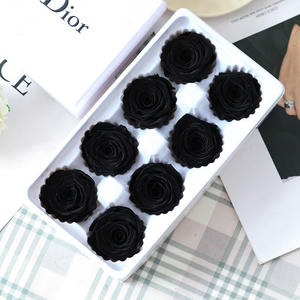 Tête de Rose éternelle Rose immortelle séchée artificielle préservée boîte-cadeau carrée Occasion de Noël tête Roses fleur matériel - Product Image 3