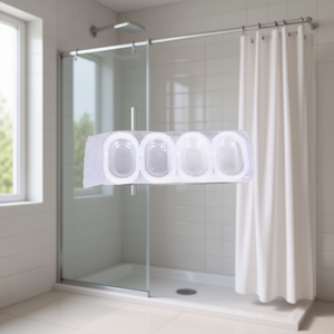 Homeera Shower Curtain Hooks 4x2x15.5cm White PS Durable Simple Style for Bathroom Use - Product Image 2