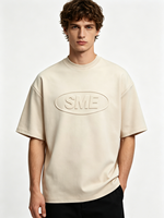 Camiseta de Algodón Personalizada con Hombros Caídos, Camiseta Oversize con Estampado 3D, Cuello Redondo, Manga Corta, Corte Holgado para Hombre